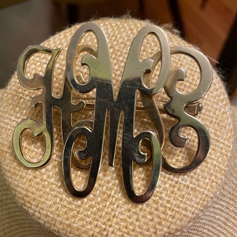 Vintage HML monogram brooch